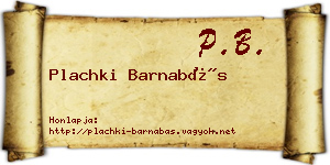 Plachki Barnabás névjegykártya
